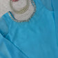 Sky Blue Cutwork Peplum Palazzo Set
