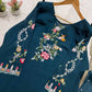 Teal Floral Diamond Pearl Kurta Set