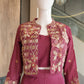 Wine Pink Embroidered Jacket Skirt Set
