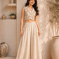 Beige Floral Embroidered Waistcoat Set