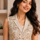 Beige Floral Embroidered Waistcoat Set