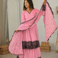 Thread Work Natural Crepe Kurta Pant Set with Dupatta