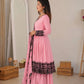 Thread Work Natural Crepe Kurta Pant Set with Dupatta