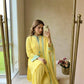 Yellow Threadwork Crepe Suit