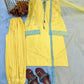 Yellow Threadwork Crepe Suit