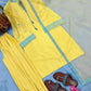 Yellow Threadwork Crepe Suit