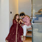 Maroon Gold Booti Embroidered Sharara Set