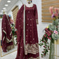 Maroon Gold Booti Embroidered Sharara Set