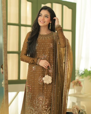 Olive Gold Sequin Embroidered Suit