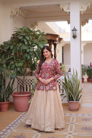Jacquard Weaving Lehenga With Designer Blouse