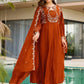 Rust Keyhole Anarkali Set