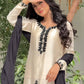 Ivory Black Botanical Embroidered Kurti