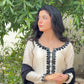 Ivory Black Botanical Embroidered Kurti