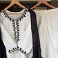 Ivory Black Botanical Embroidered Kurti