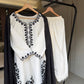 Ivory Black Botanical Embroidered Kurti
