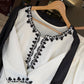 Ivory Black Botanical Embroidered Kurti