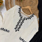 Ivory Black Botanical Embroidered Kurti