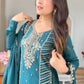 Teal Mirror Dana Bead Embroidered Suit