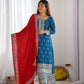 Embroidered Chinnon Silk Suit Set with Dupatta