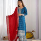 Embroidered Chinnon Silk Suit Set with Dupatta
