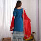 Embroidered Chinnon Silk Suit Set with Dupatta