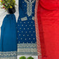 Embroidered Chinnon Silk Suit Set with Dupatta