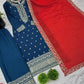 Embroidered Chinnon Silk Suit Set with Dupatta