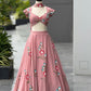 Dusty Rose Hand Painted Georgette Lehenga