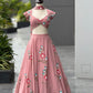 Dusty Rose Hand Painted Georgette Lehenga