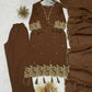 Brown Embroidered Rayon Suit