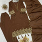 Brown Embroidered Rayon Suit