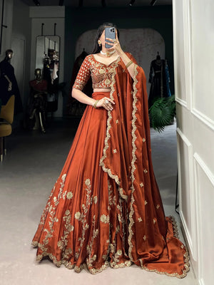 Rangoli Silk Embroidered Lehenga Set with Dupatta