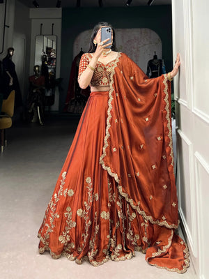 Rangoli Silk Embroidered Lehenga Set with Dupatta