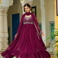 Wine Majesty Faux Blooming Beaded Embroidered Gown Set