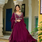 Wine Majesty Faux Blooming Beaded Embroidered Gown Set