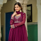 Wine Majesty Faux Blooming Beaded Embroidered Gown Set