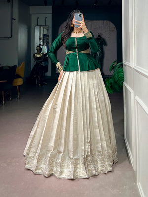 Emerald Peplum Zari Lehenga