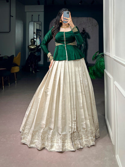 Emerald Peplum Zari Lehenga
