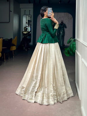 Emerald Peplum Zari Lehenga