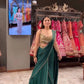 Emerald Green Ready-to-Wear Mirror Work Saree with Unstitched Blouse