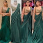 Emerald Green Ready-to-Wear Mirror Work Saree with Unstitched Blouse