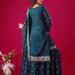 Designer Chinon Silk Embroidered Sharara Set