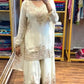 Luxury Chinnon Silk Embroidered Suit Set with Palazzo & Dupatta