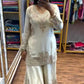 Luxury Chinnon Silk Embroidered Suit Set with Palazzo & Dupatta