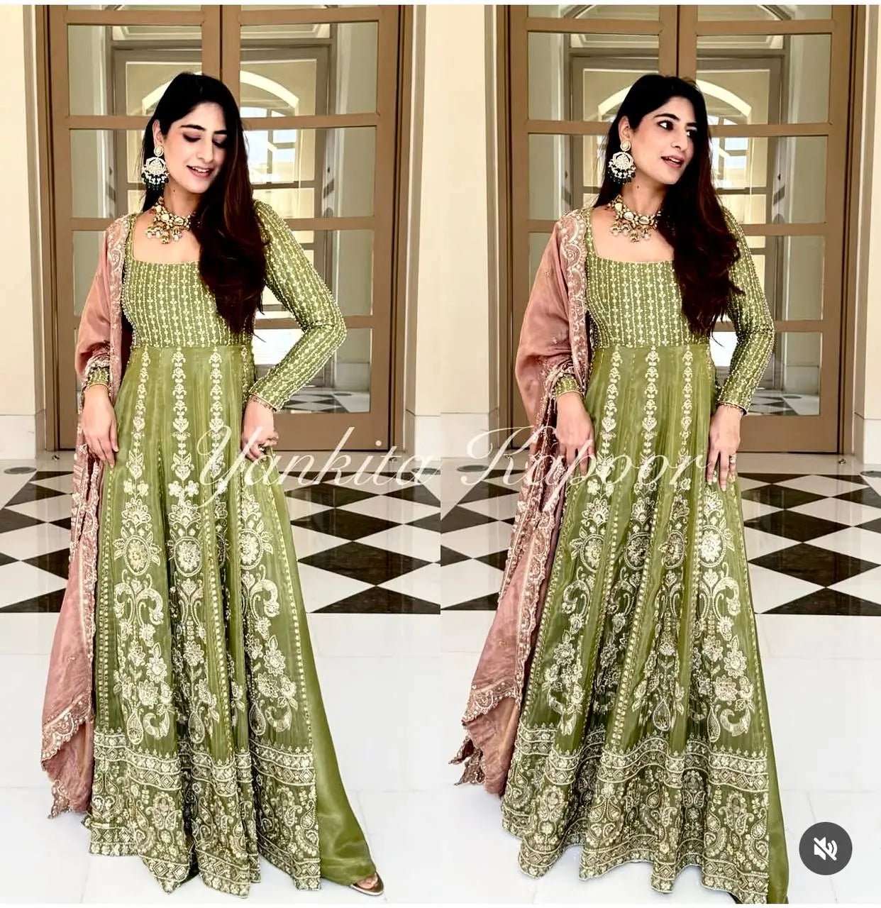 Embroidered Chinon Silk Sharara Suit Set