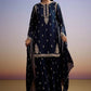 Navy Blue GMY Silk Heavy Embroidered Palazzo Set