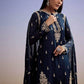 Navy Blue GMY Silk Heavy Embroidered Palazzo Set