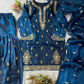 Navy Blue GMY Silk Heavy Embroidered Palazzo Set