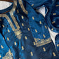 Navy Blue GMY Silk Heavy Embroidered Palazzo Set