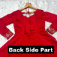 Red Roman Silk Embroidered Anarkali Gown Set with Dupatta